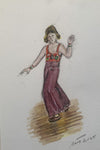"Sole Northern Soul Dancer, Part 2" - Original water colour painting of a boy on a Northern Soul dance floor, mounted and framed.