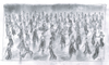 "A Northern Soul Dance Floor" - An original pencil sketch of the packed Northern Soul Dance Floor. 30 cm by 17 cm.