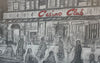 "Waiting at the Casino Club" - Original pencil sketch with acrylic paint addition. Size, 21 cm wide by 13 cm tall.