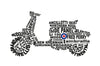 "Lambretta Scooter" a signed limited edition print. A4 size (29.7 cm wide by 21 cm tall).