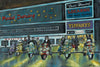 "I Ain't Going Nowhere" - An original water colour painting of scooters outside Blackpool Mecca 40 cm by 27 cm.