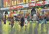"Outside the Casino Club II" - Original Oil Painting by Neil Thompson. Size - 28 cm wide by 19 cm tall.