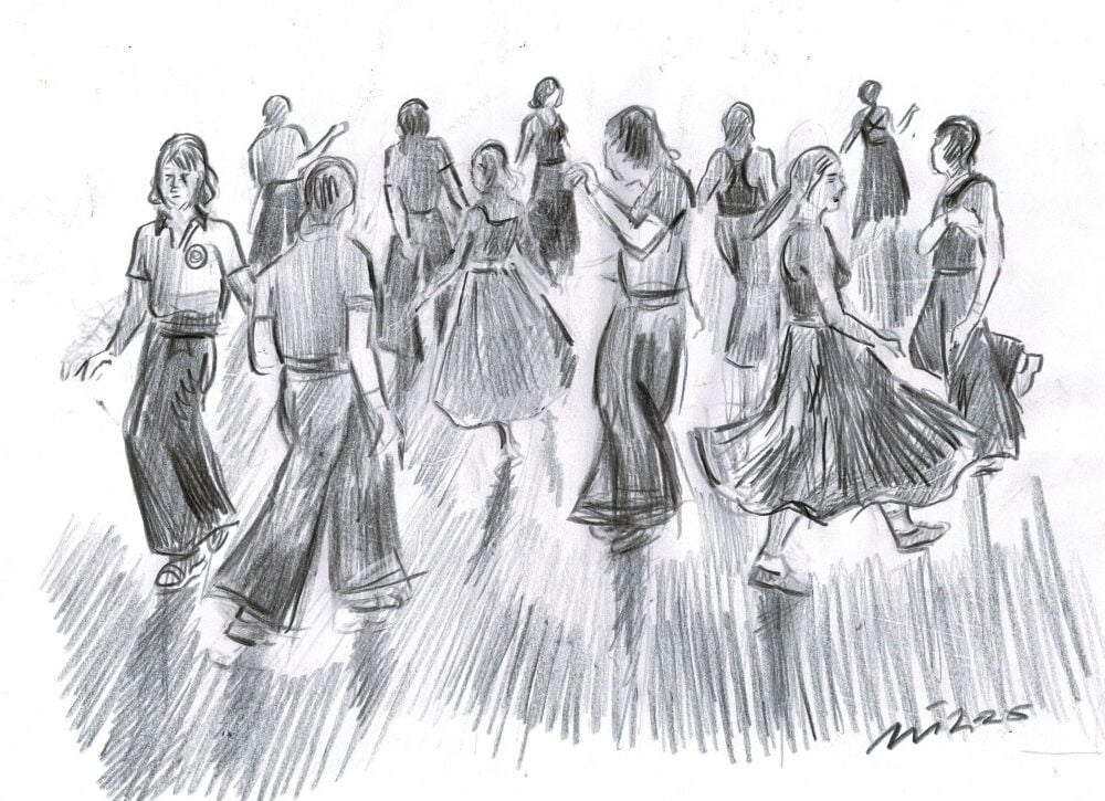 "A Northern Soul Dance Floor, Pencil Sketch" - An original pencil sketch of a Northern Soul Dance Floor. 28 cm by 20 cm.