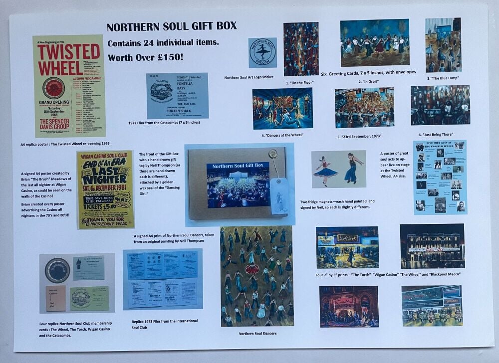 A Northern Soul Gift Box, containing 24 items worth over £150.