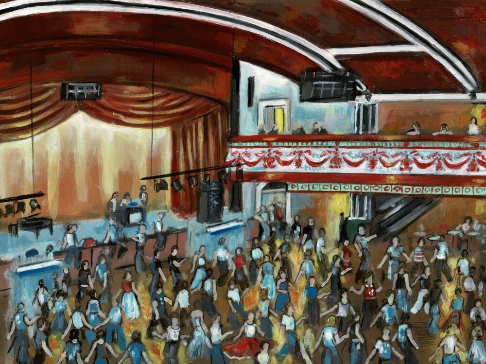 "Chills and Fever" - An original oil painting of the packed dance floor at the Casino. 33 cm by 24 cm.