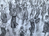 "Floor Filler, Preparatory Pencil Sketch" - An original pencil sketch of Northern Soul dancers