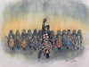 "FOR ENGLAND" - Original signed water colour painting. Overall size - 25 cm wide by 20 cm tall.
