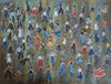 "Northern Soul Dancers" - An original oil painting on canvas of a packed Northern Soul dance floor. Size : 16 inches by 12 inches.