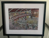 "On the Balcony at Wigan Casino" - Original water colour painting, mounted and framed, overall size size - 31 cm tall by 22 cm wide.