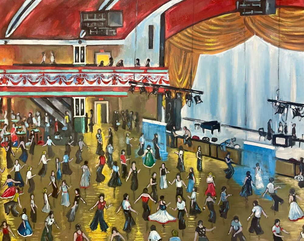 "You Made Me This Way" - An original oil painting on canvas of the dance floor at Wigan Casino. Size : 50 cm by 40 cm.