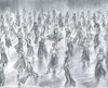 "A Northern Soul Dance Floor" - An original pencil sketch of the packed Northern Soul Dance Floor. 30 cm by 17 cm.