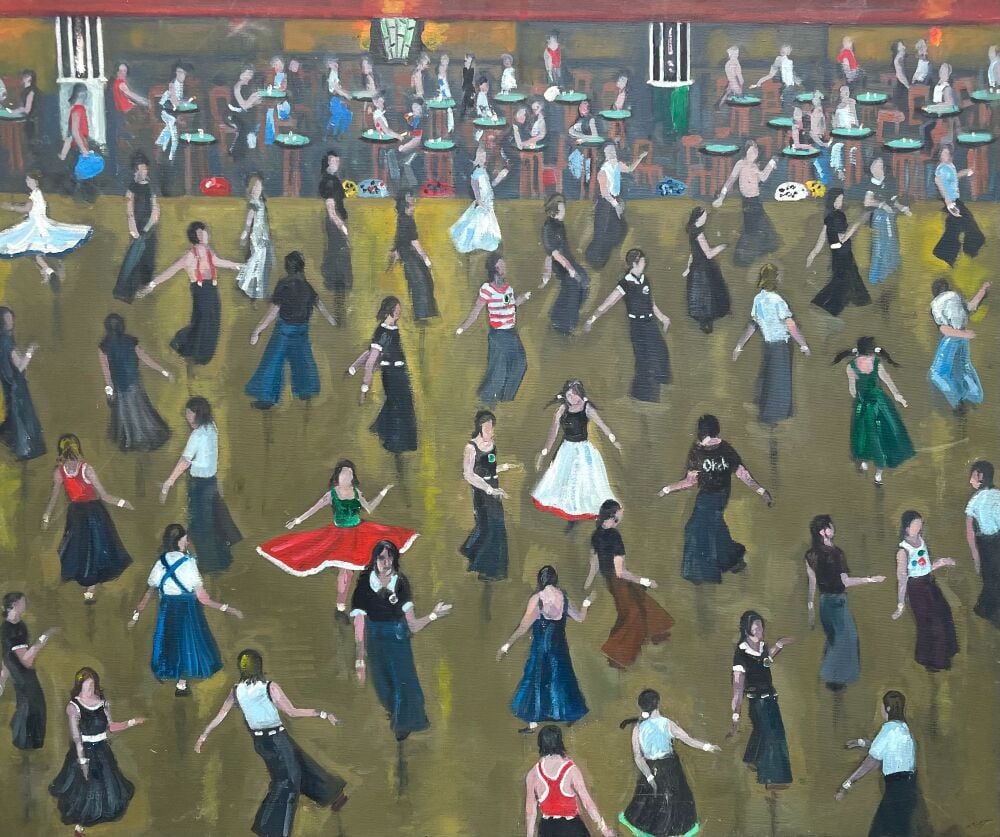"Always There : Wigan Casino" - Original Oil Painting on canvas by Neil Thompson. Size - 60 cm wide by 50 cm tall.