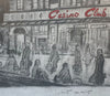 "Waiting at the Casino Club" - Original pencil sketch with acrylic paint addition. Size, 21 cm wide by 13 cm tall.