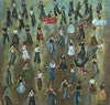 "Moving in the Groove" - An original oil painting on canvas of a packed Northern Soul dance floor. Size : 12 inches by 12 inches.