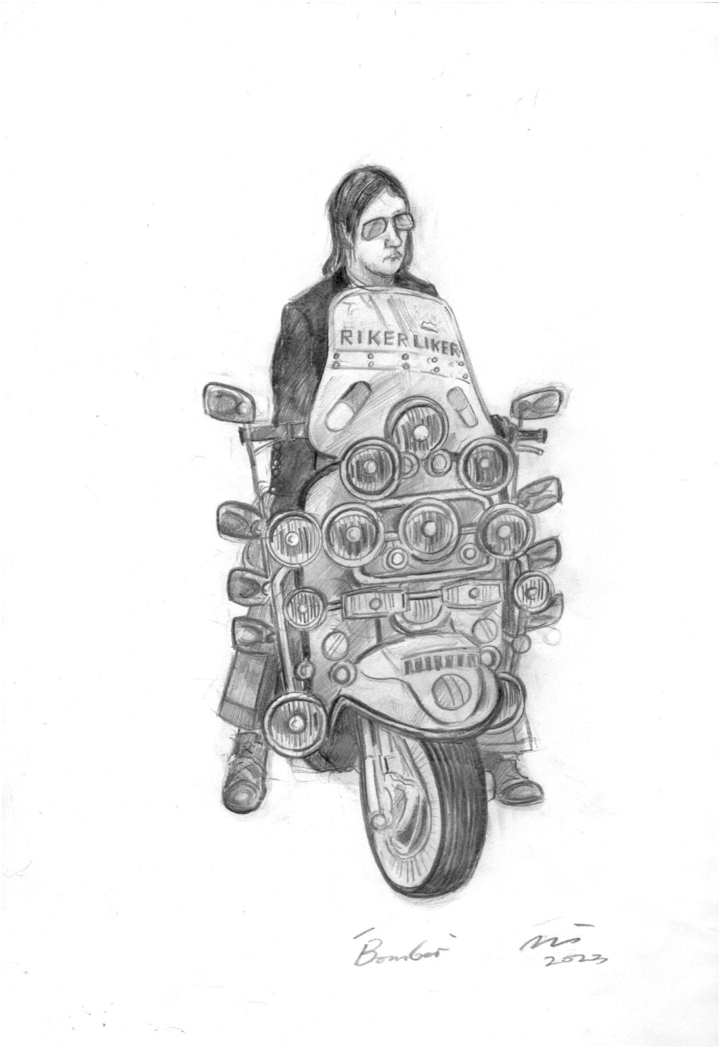 "Bomber, Prep 1" - Original Pencil Sketch by Neil Thompson. Size - 30 cm tall by 15 cm wide.