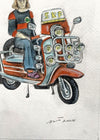 "SKF Scooter Boy" - Original Water Colour Painting by Neil Thompson. Size - 13 cm tall by 11 cm wide.