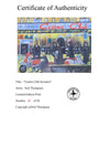 "Casino Club Scooters" - a limited edition print, two scooters and the crowd outside the Casino. Overall size 25 cm by 21 cm.