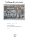 "Waiting at the Casino Club" - Original pencil sketch with acrylic paint addition. Size, 21 cm wide by 13 cm tall.