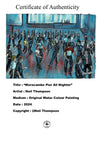 "Morecambe Pier All Nighter" - An original water colour painting of the packed dance floor at a Morecambe Pier All Nighter.