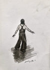 Four Northern Soul Sumi-e Black Ink Brush Paintings (Part V). Each painting measures 17 cm tall by 10 cm wide.