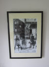 "Lambretta Outside Wigan Casino" - A4 size, mounted and framed. Overall size 30.5 cm tall by 22 cm wide.