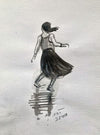 Four Northern Soul Sumi-e Black Ink Brush Paintings (Part V). Each painting measures 17 cm tall by 10 cm wide.