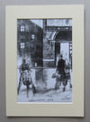 "Lambretta Outside Wigan Casino" - A4 size, mounted and framed. Overall size 30.5 cm tall by 22 cm wide.