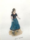 "Sole Northern Soul Dancer, Part 3" - Original water colour painting ofa girl on a Northern Soul dance floor, mounted and framed.