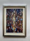 "On the Floor" - Mounted and Framed, Silver Frame. Overall size 9.4 inches tall by 7.4 inches wide.