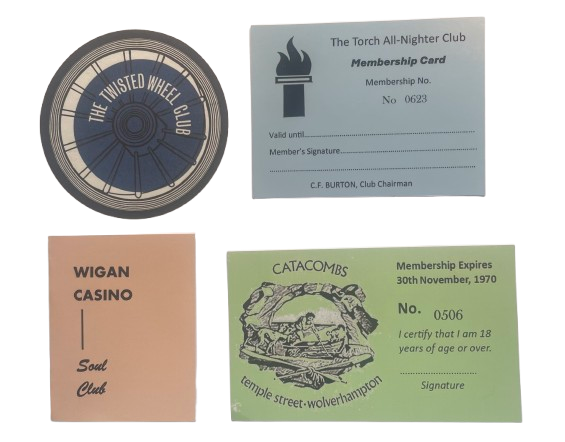 A Set of Membership Cards From Four of the Great Northern Soul Clubs