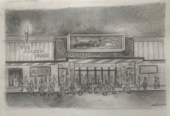 "Major Lance at the Torch, Prep 1" - An original pencil sketch by Neil Thompson. 37 cm by 23 cm.