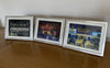 Three mounted and silver framed prints of the 3 great Northern Soul clubs, each 21 cm wide by 16 cm tall.