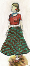 "Northern Soul Girl" - Original water colour painting, 26 cm by 12 cm.