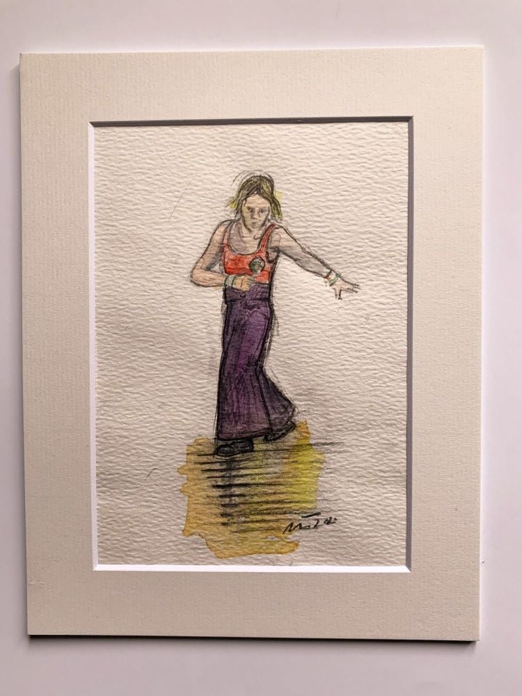 "Detroit Spinner, Prep 1" - Original water colour painting, mounted and backed ready for framing. Overall size 23 cm tall by 18 cm wide.
