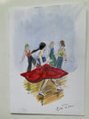 The Girl in a Red Skirt - An Original Painting as a Greeting Card
