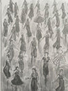 "Moving in the Groove, Prep" - An original pencil sketch of a packed Northern Soul dance floor. Size : 31cm by 31cm.