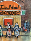 "Scooters at the Wheel, Part IV" - Original water colour painting, size - 23 cm tall by 20 cm wide.