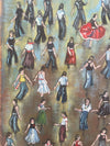"Moving in the Groove" - An original oil painting on canvas of a packed Northern Soul dance floor. Size : 12 inches by 12 inches.