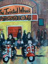 "Scooters at the Wheel III" - Original oil painting, size - 28 cm tall by 21 cm wide.