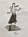 Four Northern Soul Sumi-e Black Ink Brush Paintings (Part V). Each painting measures 17 cm tall by 10 cm wide.