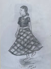 "Soul Girl Pencil Sketch" - Original pencil sketch of a girl on a Northern Soul dance floor, mounted and framed.