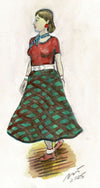 "Northern Soul Girl" - Original water colour painting, 26 cm by 12 cm.