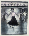 "The Girl at the Casino" - An original water colour painting of a girl dancing at the Casino. 17 cm by 13 cm.