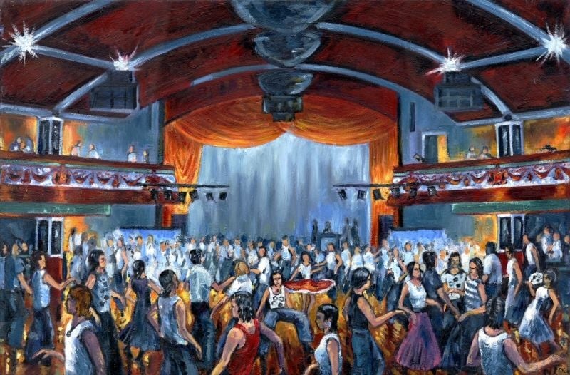 Six greeting cards, Dancers at Wigan Casino - 6 different designs. The cards are 7 inches by 5 inches, with envelopes and individually wrapped.