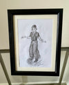 "Soul Boy" - Original pencil sketch of a boy on a Northern Soul dance floor, mounted and framed.