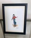 "Sole Northern Soul Dancer, Part 4" - Original water colour painting of a boy on a Northern Soul dance floor, mounted and framed.