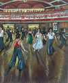 "Dancers at Wigan Casino" - An original oil painting of dancers out on the floor at the Casino. 12 x 12 inches.