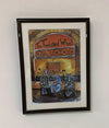 "Scooters at the Wheel" - Mounted and framed. Overall size, 9.4 inches tall by 7.4 inches wide.