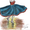 "Get It Baby" - Water Colour Painting, by Neil Thompson. Overall Size 16.5 cm tall by 12 cm wide