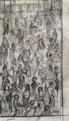 「午前3時、ウィガン・カジノ」 - カジノの満員のダンスフロアを描いたオリジナルの鉛筆スケッチ。31 cm × 24.5 cm。